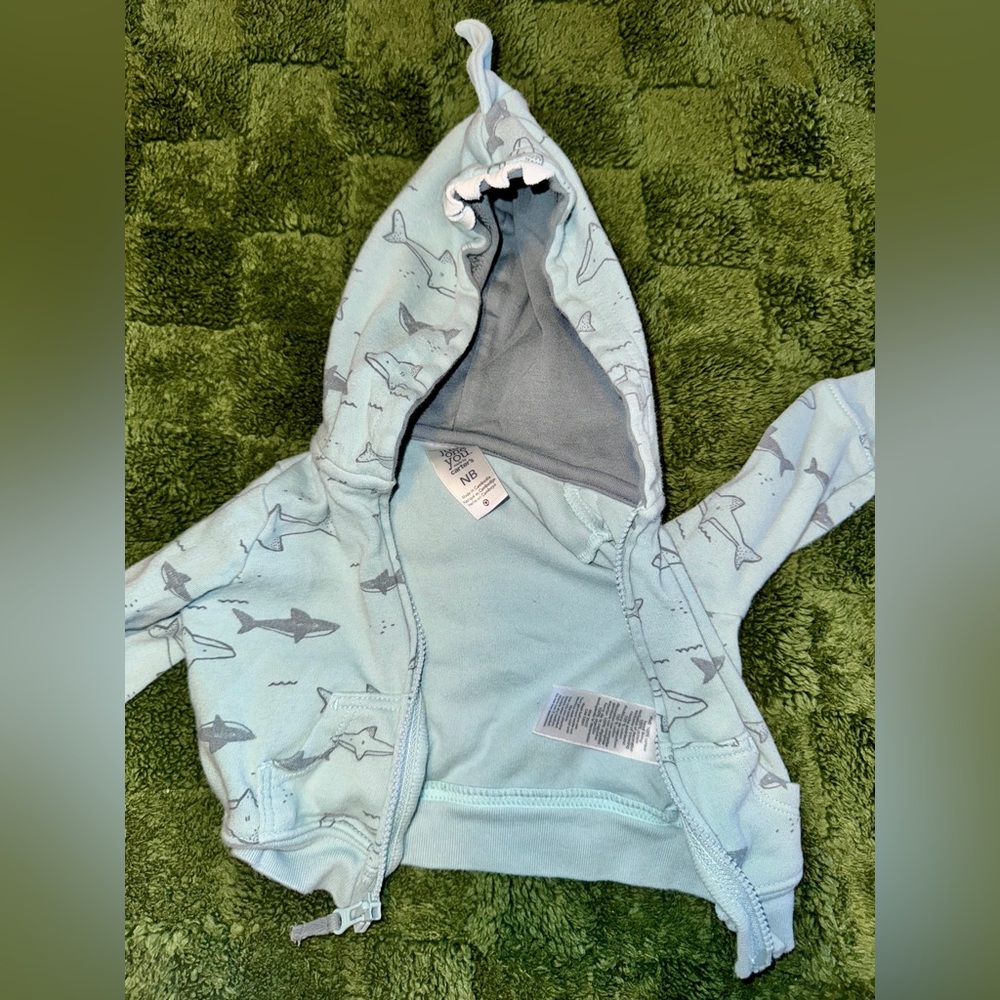 Shark zipper baby jacket NB